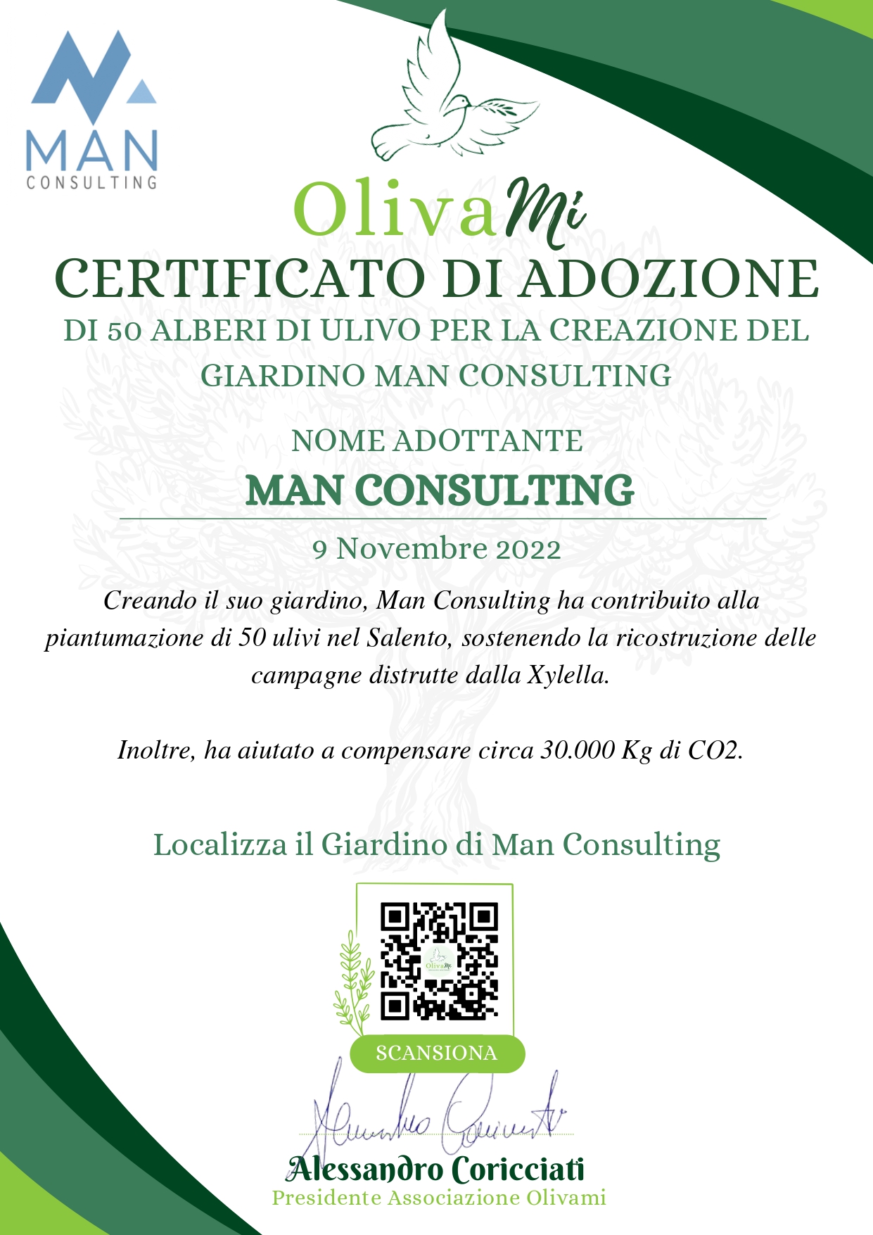 Certificato Man Consulting Olivami_